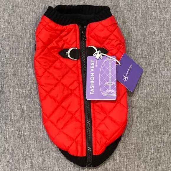 Fashion Vest Dog Jacket - Red, Medium - Warm Zip Up Bomber Vest - Picture 2 of 9